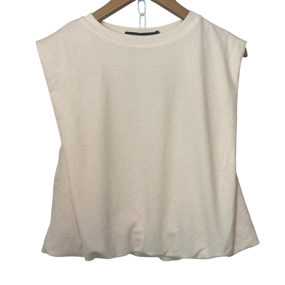 NWT Lioness Ivory Field of Dreams Sleeveless Cropped Bubble Hem Boxy Tank Top